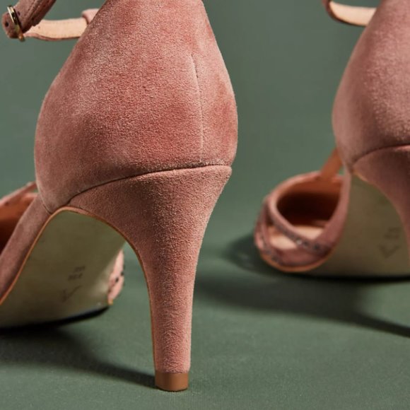 NWB Anthropologie Black T-Strap Heels Size 6.5 - Picture 2 of 8